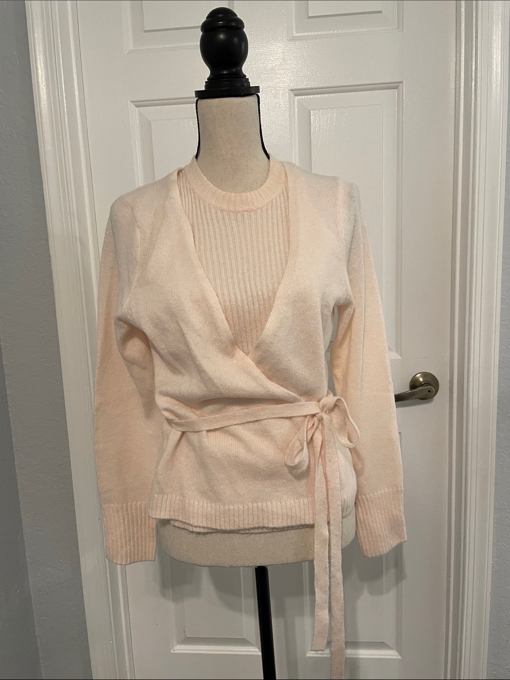 White House Black Market Soft Blush Wrap V-Neck Sweater